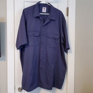 DICKIES Men's 3XL work shirt mechanic dark blue short sleeve button up